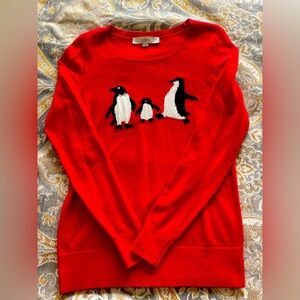 Loft red penguin winter sweater - small